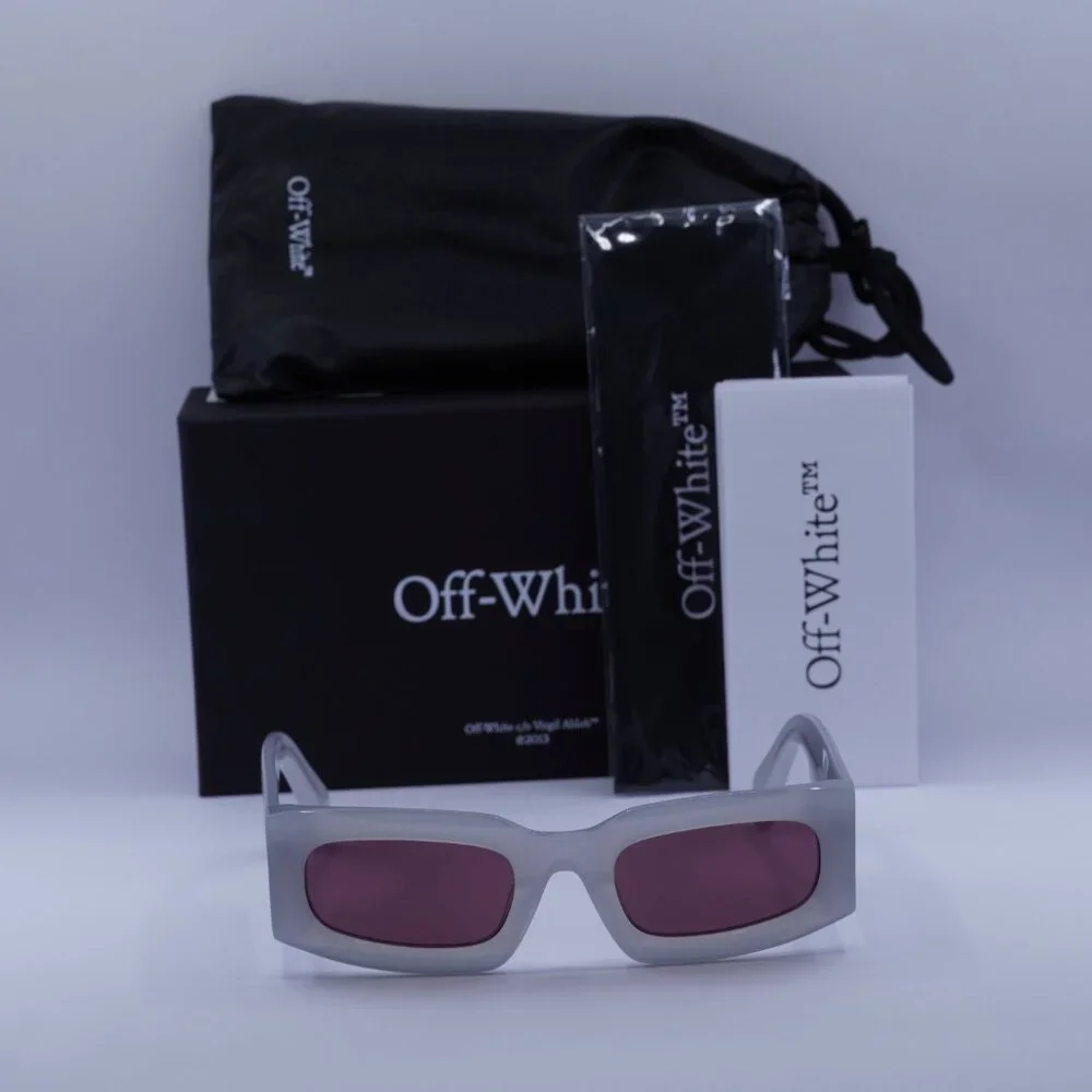 Off-White OERI141 CARY 0928 Rectangle Sunglasses – Grey/Burgundy